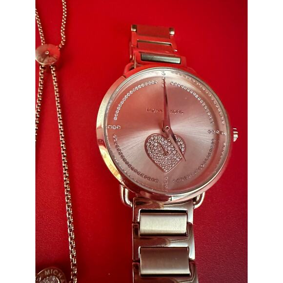 Michael Kors Portia Rose Gold MK-3826 Pave Crystal Watch & Bracelet - New Bat main image 10